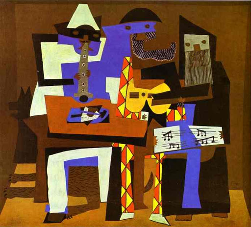 'Pablo Picasso - "I tre musici" -  1921
Olio su tela 200 x 222
Museum of Modern Art - New York'